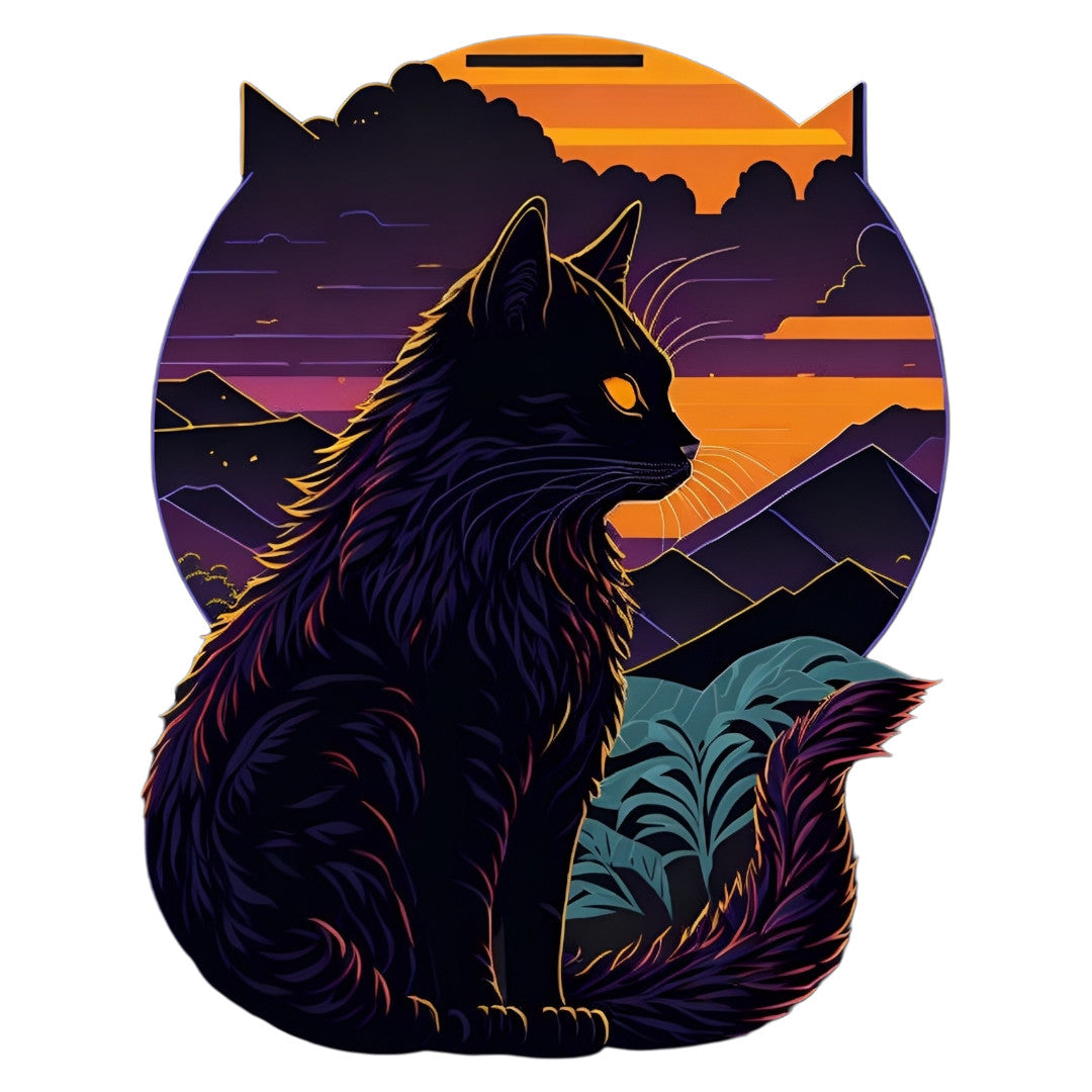 Set 12 bucati, Sticker decorativ, Pisica de paza, Rezistent la apa, NO3928, 6 cm, Multicolor