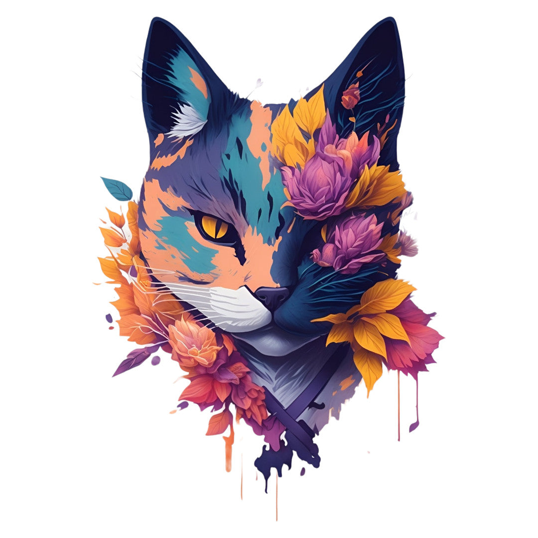 Set 12 bucati, Sticker decorativ, Pisica din umbra, Rezistent la apa, NO3881, 6 cm, Multicolor