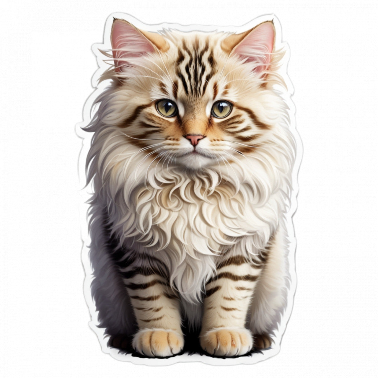 Set 12 bucati, Sticker decorativ, Pisica Ragamuffin, Rezistent la apa, NO3470, 6 cm, Multicolor