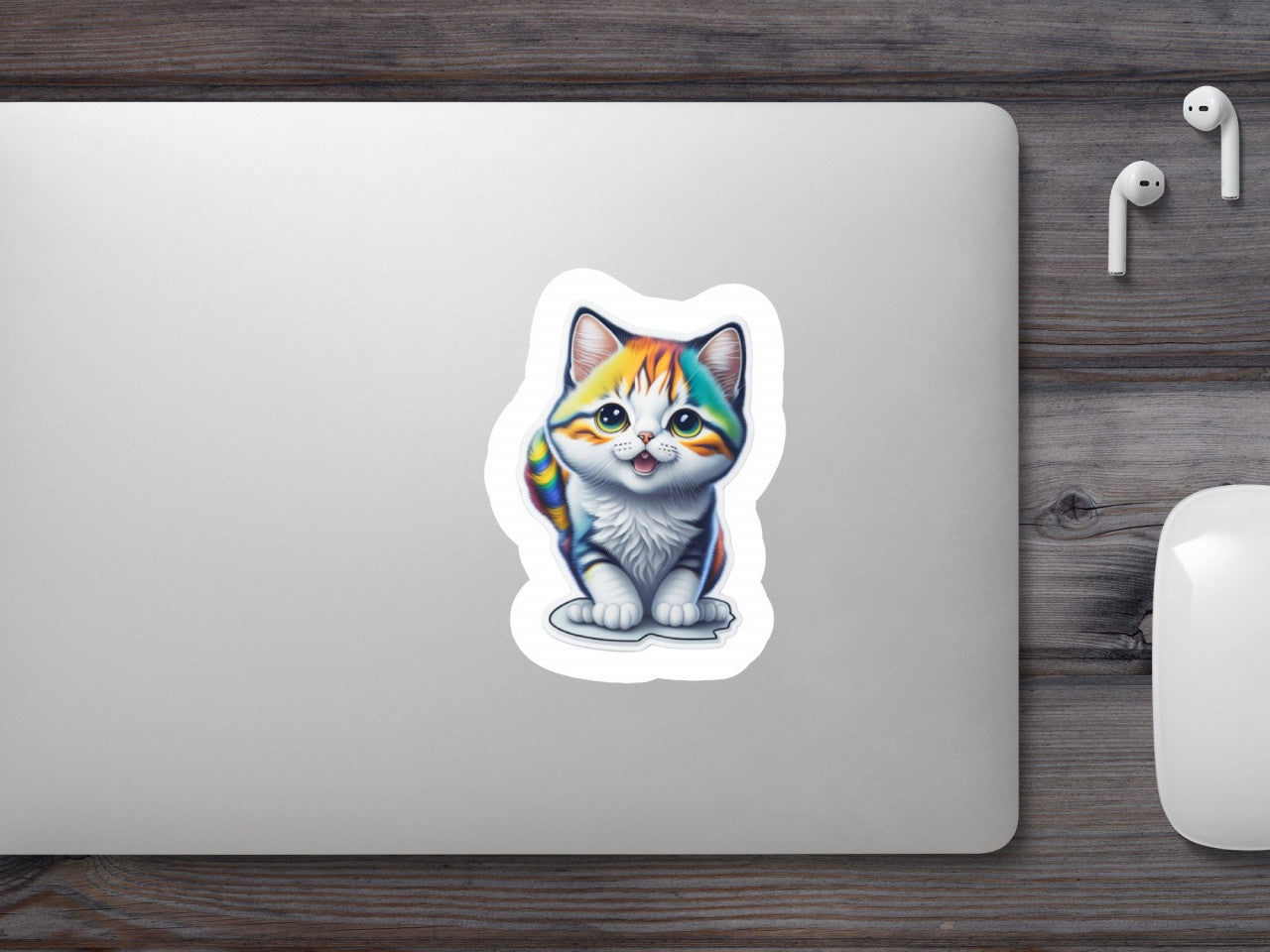 Set 12 bucati, Sticker decorativ, Pisicuta zambareata, Rezistent la apa, NO4650, 6 cm, Multicolor