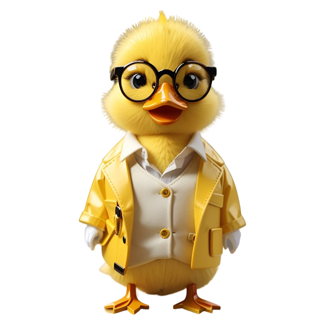 Set 12 bucati, Sticker decorativ, Pui cu ochelari, Rezistent la apa, NO4040, 6 cm, Multicolor