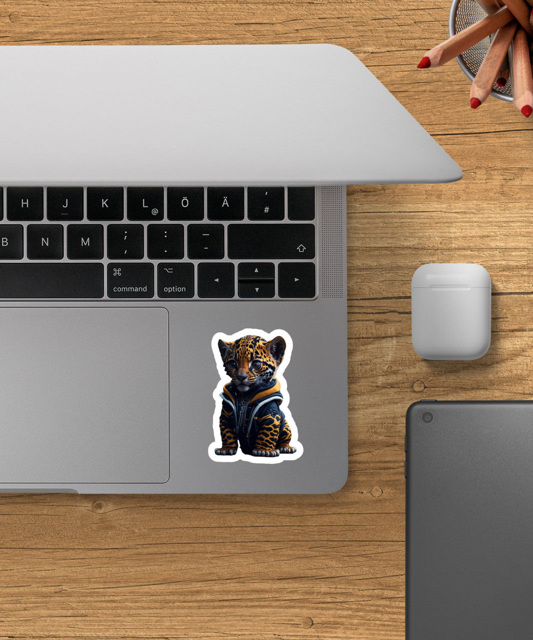 Set 12 bucati, Sticker decorativ, Puiul de jaguar, Rezistent la apa, NO3856, 6 cm, Multicolor