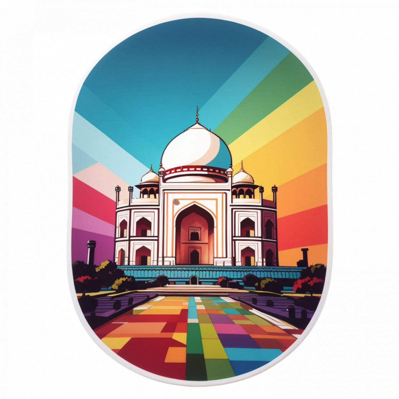 Set 12 bucati, Sticker decorativ, Taj Mahal, Rezistent la apa, NO2820, 6 cm, Multicolor