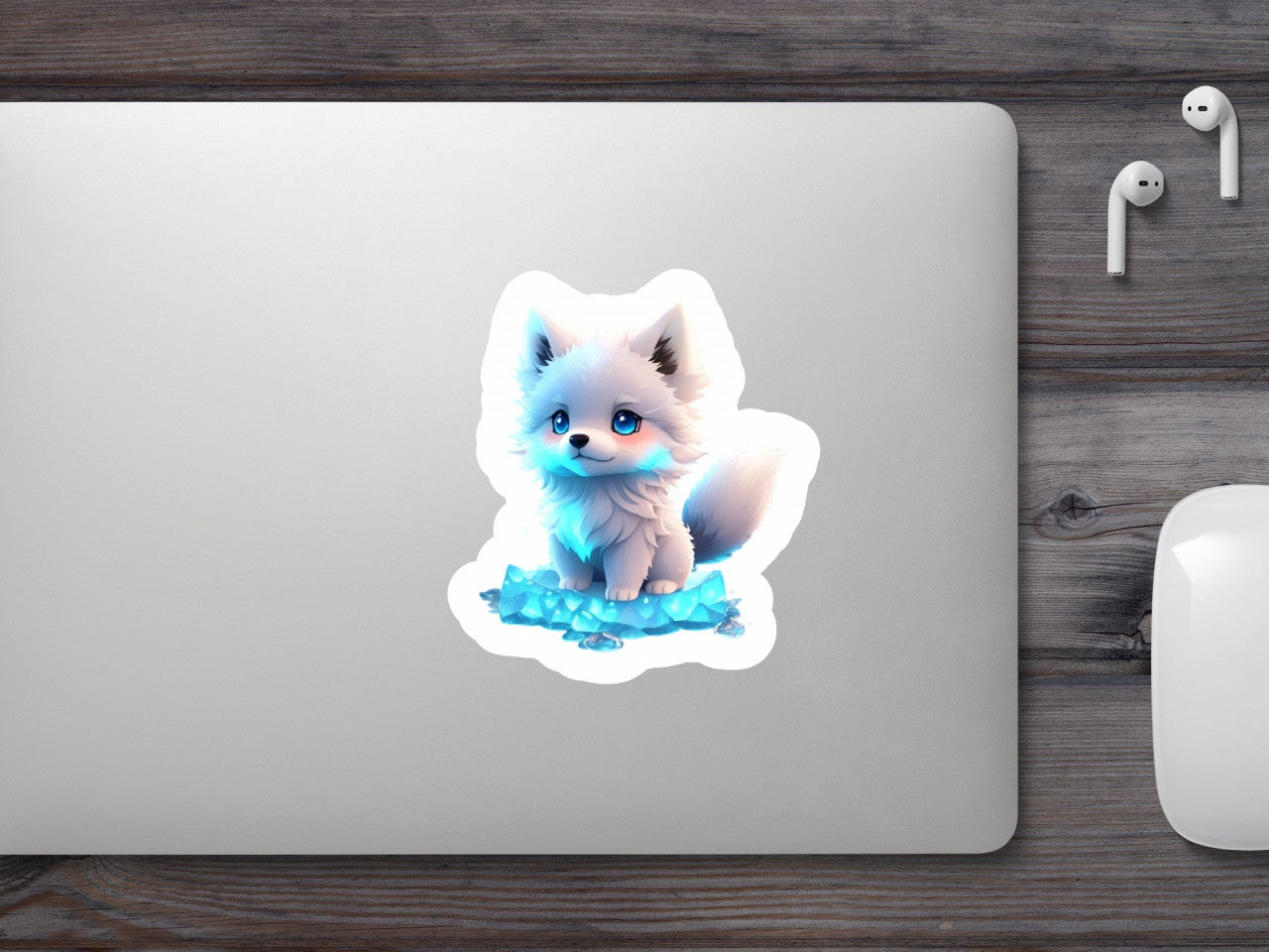 Set 12 bucati, Sticker decorativ, Vulpe argintie, Rezistent la apa, NO4034, 6 cm, Multicolor