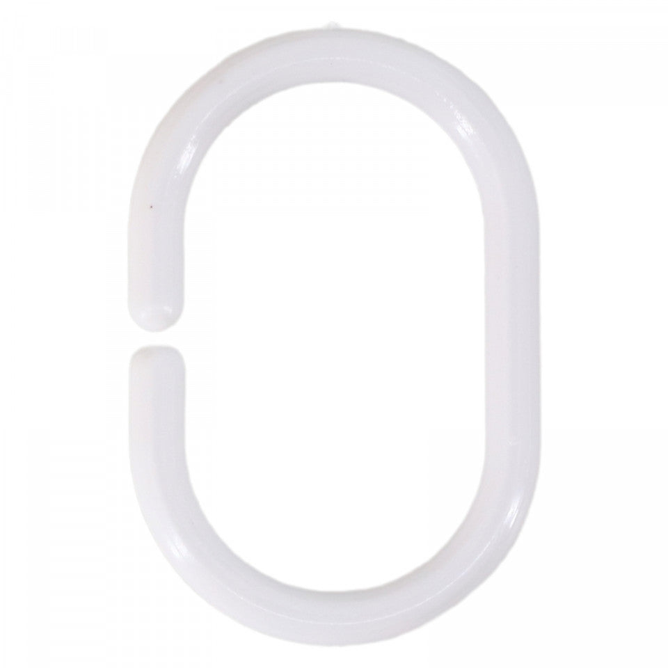 Set 12 inele pentru perdea de dus, 5.5 x 3.5 cm, Alb