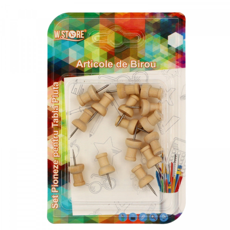 Set 15 bucati, Pioneze pentru tabla de pluta, Bej