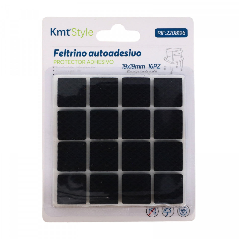 Set 16 bucati, Protectie adeziva pentru picioare mobila, 19 mm, Negru