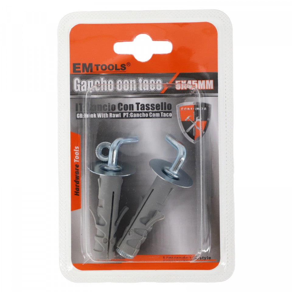 Set 2 Ancore cu surub, NO436, 5 x 45 mm, Argintiu