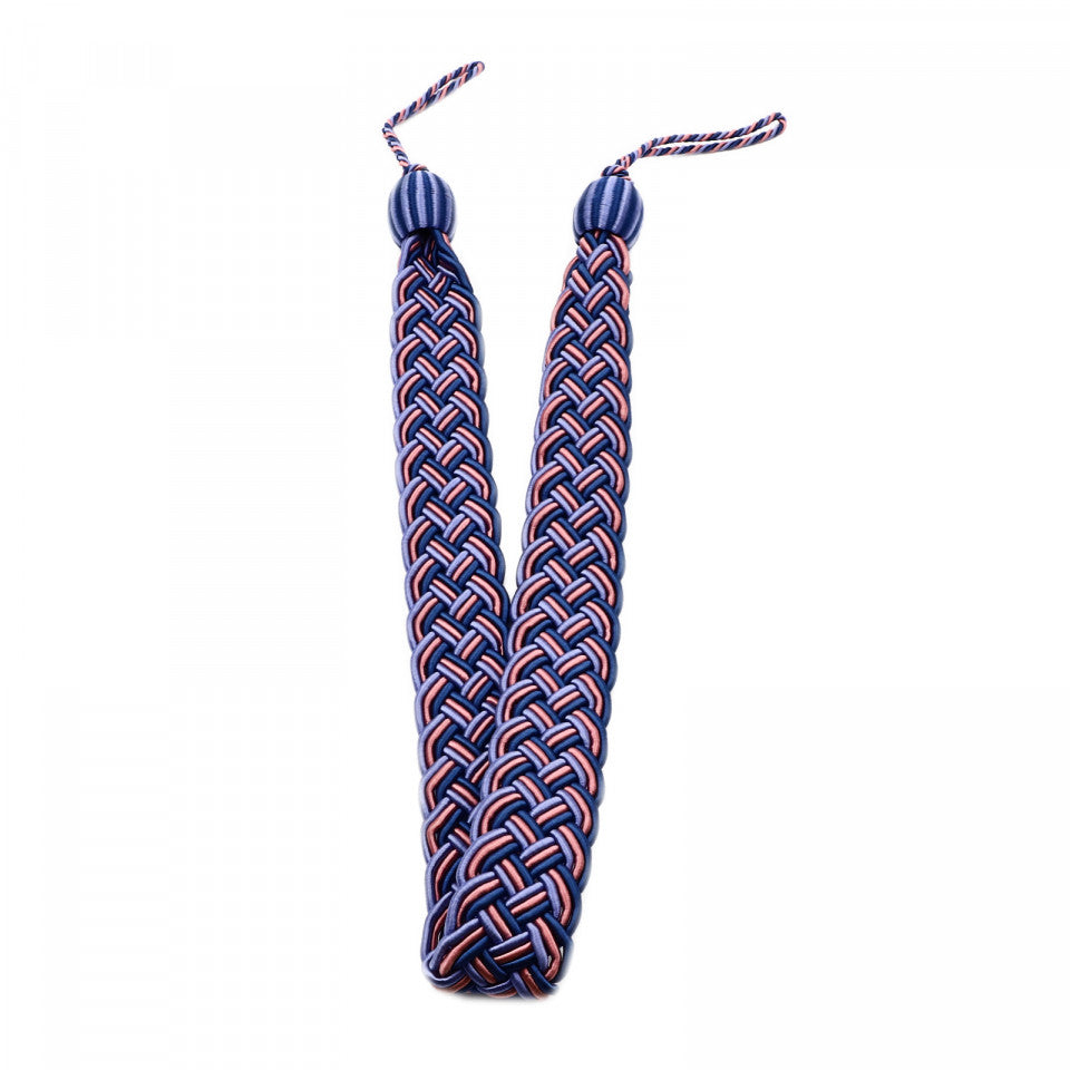 Set 2 buc, Accesorii strangere perdea si draperie, model cordon plat, 98 x 4 cm, Albastru cu mov