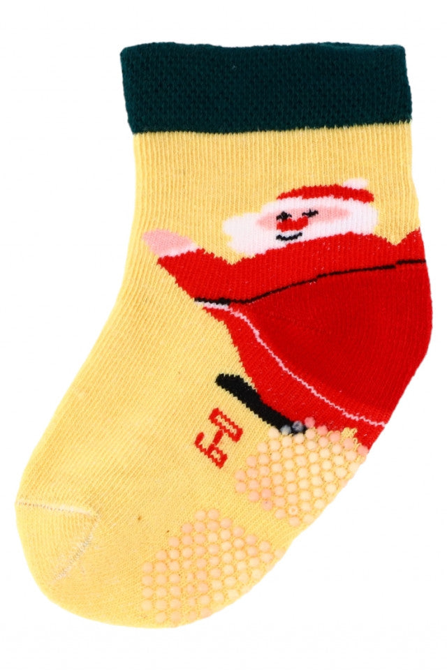 Set 2 bucati, Sosete copii, Craciun, Fara cusatura, Antiderapant, 95% bumbac, NO3010,12-18 luni, Multicolor