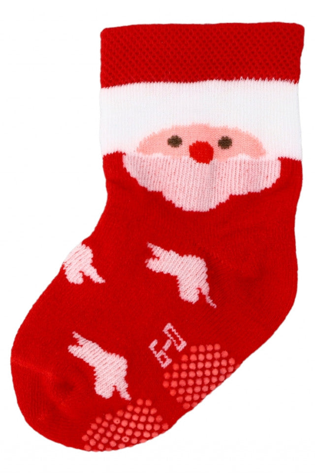 Set 2 bucati, Sosete copii, Craciun, Fara cusatura, Antiderapant, 95% bumbac, NO3017, 3 - 6 luni, Multicolor