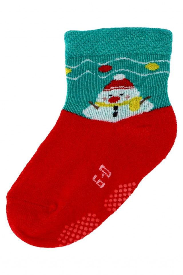 Set 2 bucati, Sosete copii, Craciun, Fara cusatura, Antiderapant, 95% bumbac, NO3021, 3 - 6 luni, Multicolor
