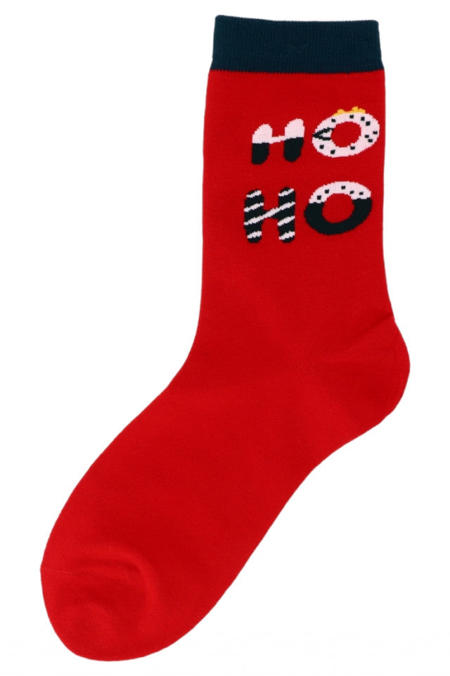Set 2 bucati, Sosete dama 95% Bumbac, model Craciun, NO2037, 35-40, Rosu