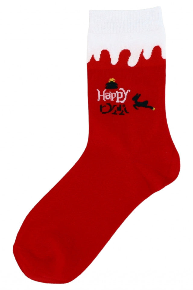 Set 2 bucati, Sosete dama 95% Bumbac, model Craciun, NO2040, 35-40, Rosu