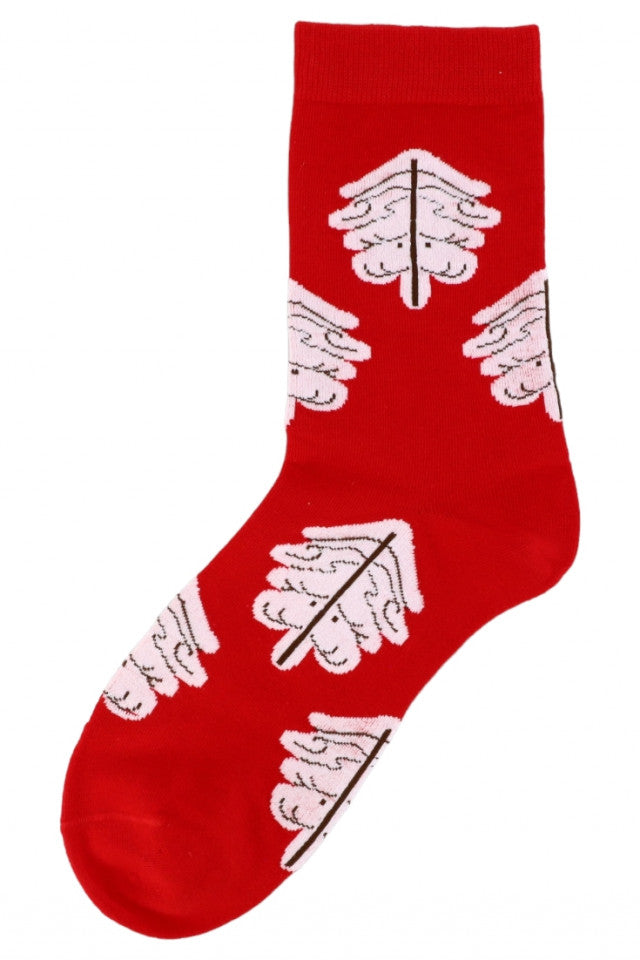 Set 2 bucati, Sosete dama 95% Bumbac, model Craciun, NO2041, 35-40, Rosu