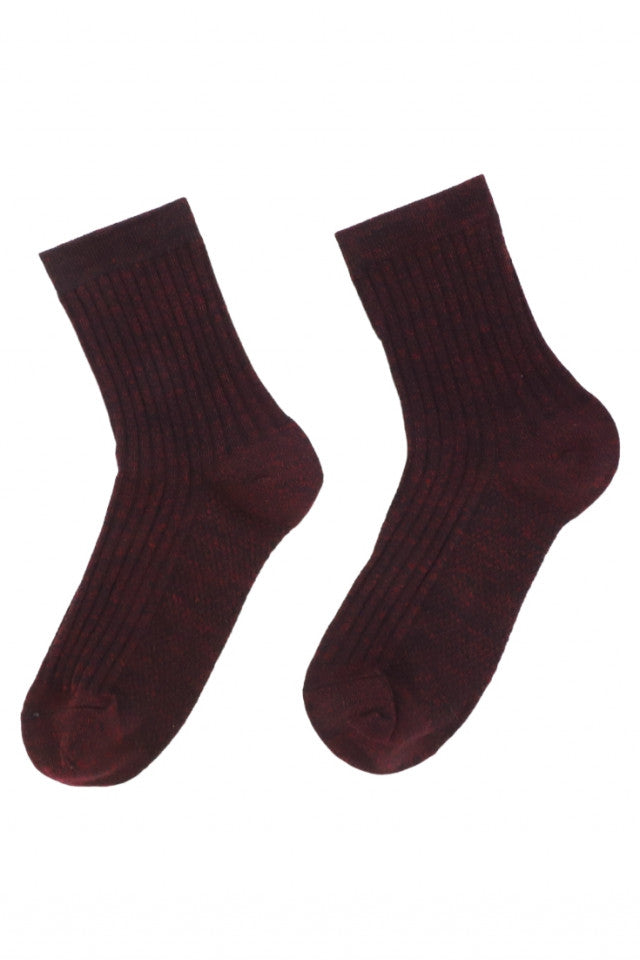 Set 2 bucati, Sosete Dama lungi, 95% bumbac, 36 - 41, NO3224, Rosu inchis