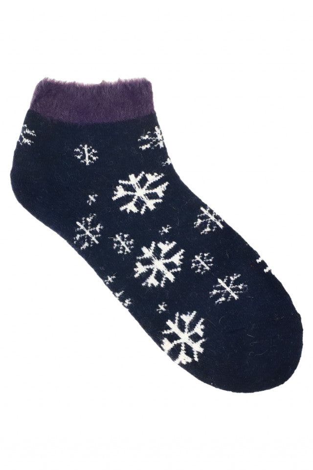 Set 2 bucati, Sosete dama, scurte, 90% Lana Angora, NO831, 36 - 41, Albastru