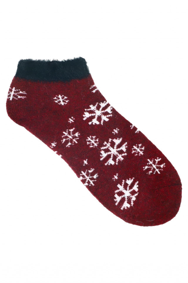 Set 2 bucati, Sosete dama, scurte, 90% Lana Angora, NO834, 36 - 41, Rosu