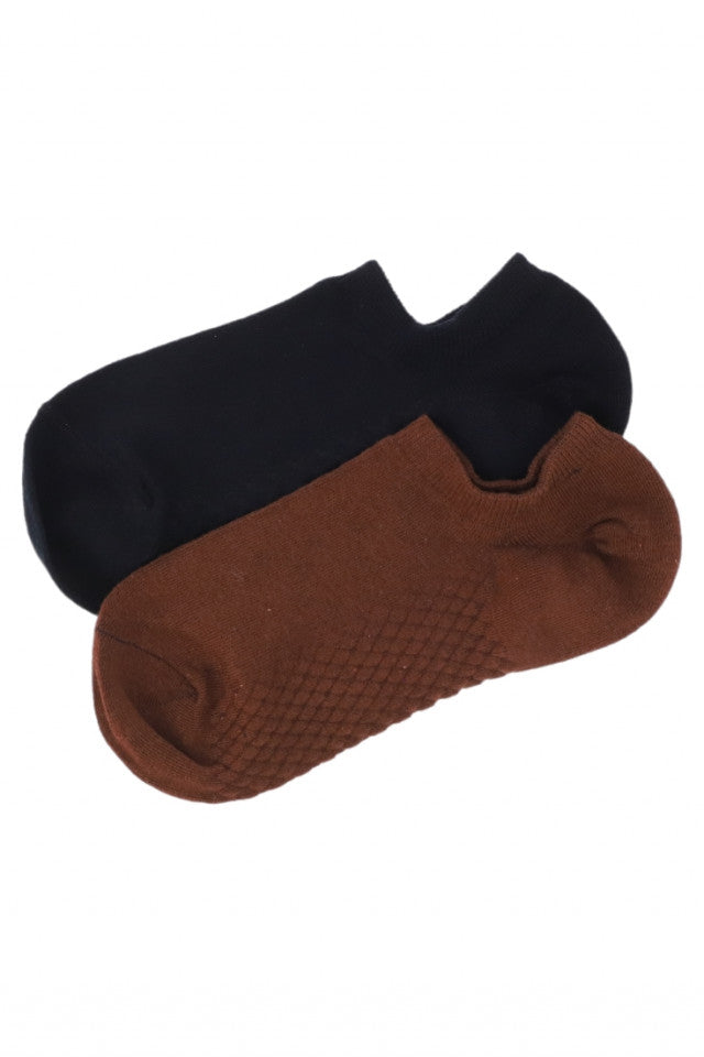 Set 2 bucati, Sosete dama, scurte, 95% Bumbac, NO1021, 36-41, Negru / Maro