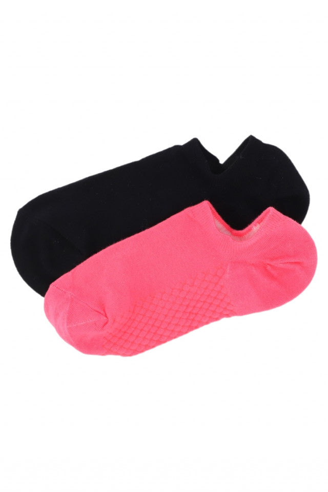 Set 2 bucati, Sosete dama, scurte, 95% Bumbac, NO1021, 36-41, Negru / Roz