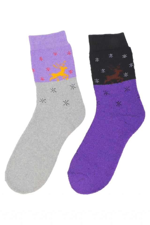 Set 2 bucati, Sosete luni dama, 80% Bumbac, Flausate, Reni, NO704, 36-41, Multicolor