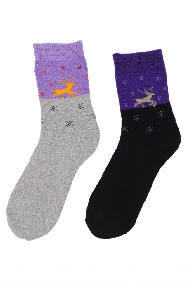 Set 2 bucati, Sosete luni dama, 80% Bumbac, Flausate, Reni, NO705, 36-41, Multicolor