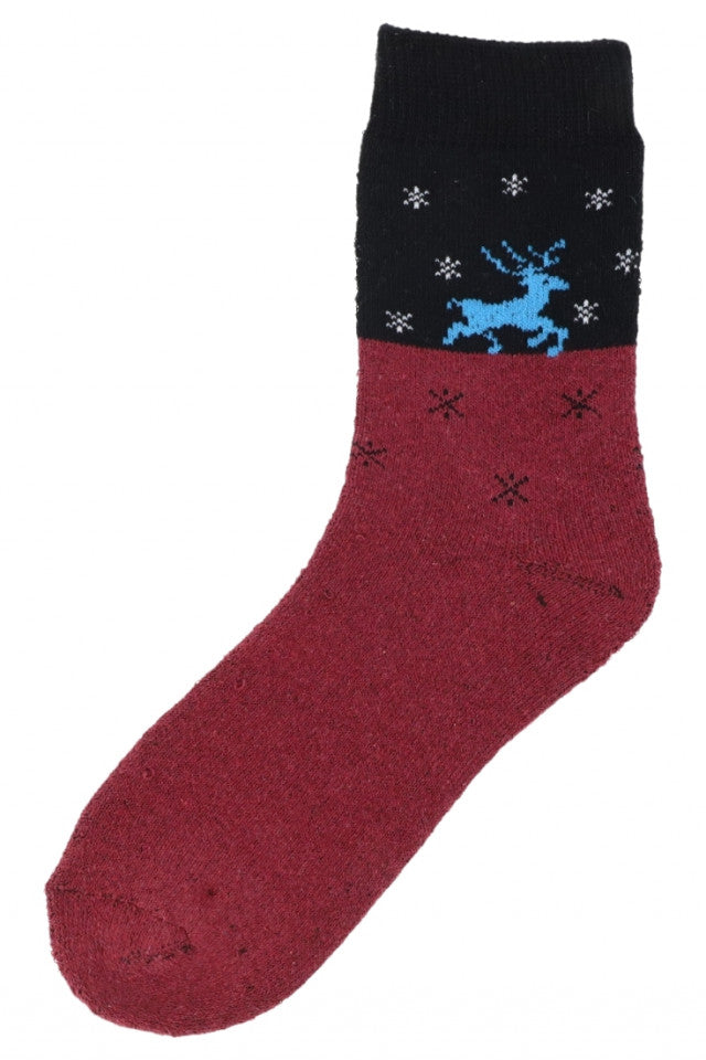 Set 2 bucati, Sosete luni dama, 80% Bumbac, Flausate, Reni, NO709, 36-41, Rosu inchis