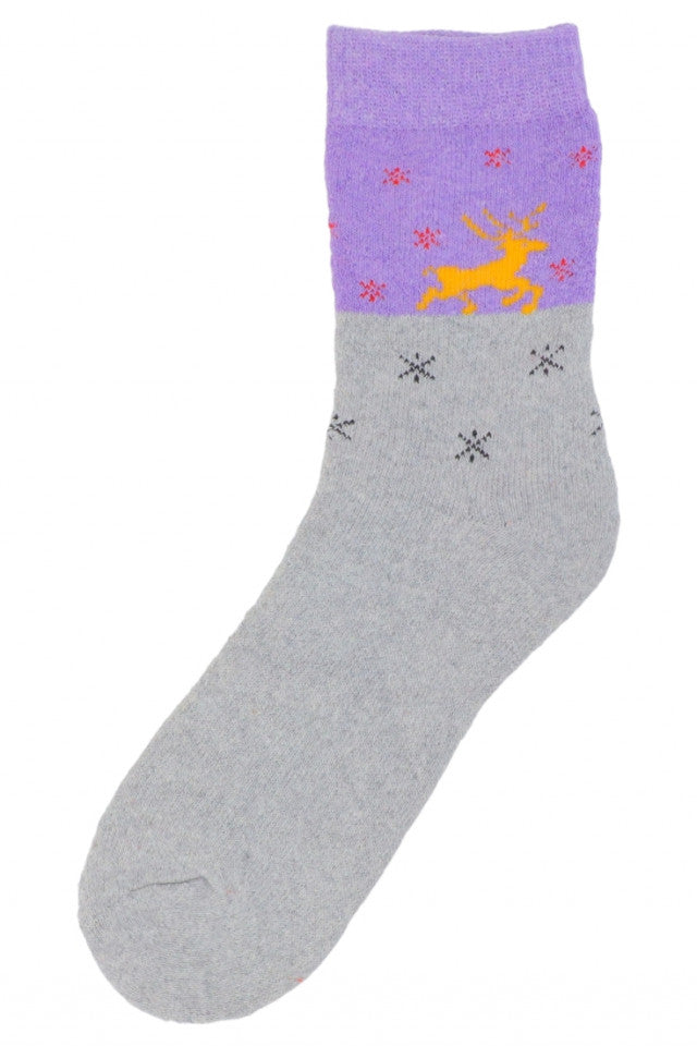 Set 2 bucati, Sosete luni dama, 80% Bumbac, Flausate, Reni, NO710, 36-41, Gri deschis