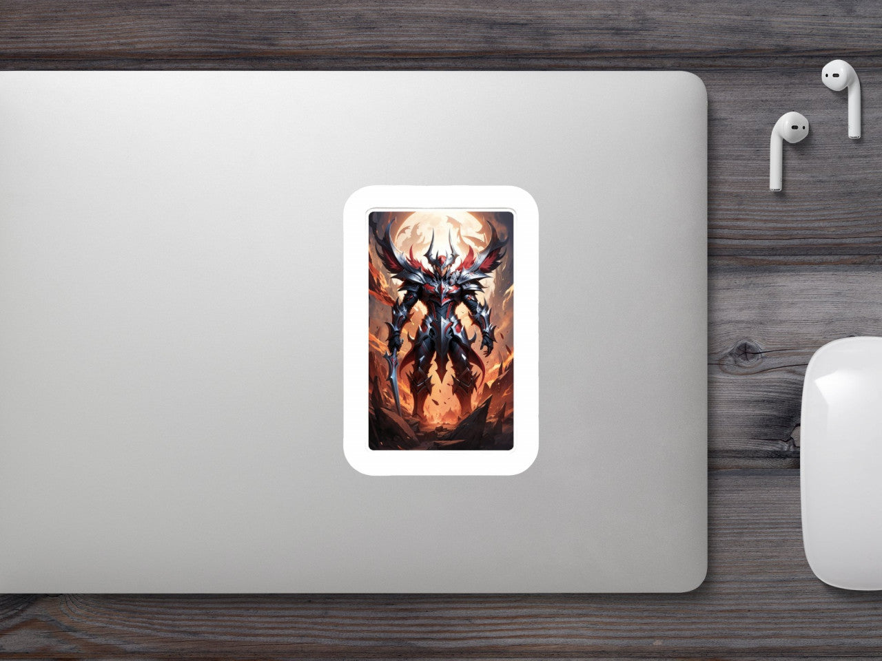 Set 2 bucati, Sticker decorativ, Aatrox cu sabie, Rezistent la apa, NO6685, 16 cm, Multicolor