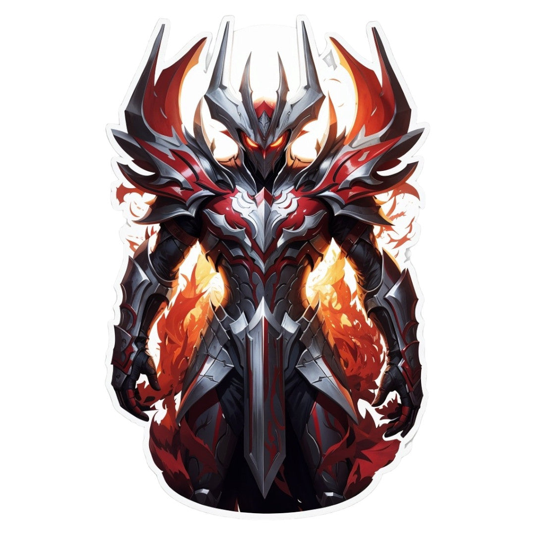 Set 2 bucati, Sticker decorativ, Aatrox in flacari , Rezistent la apa, NO6689, 16 cm, Multicolor