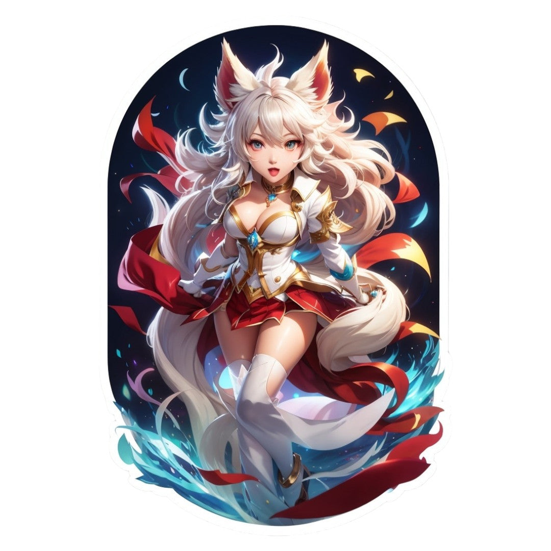 Set 2 bucati, Sticker decorativ, Ahri cu suvite, Rezistent la apa, NO6693, 16 cm, Multicolor