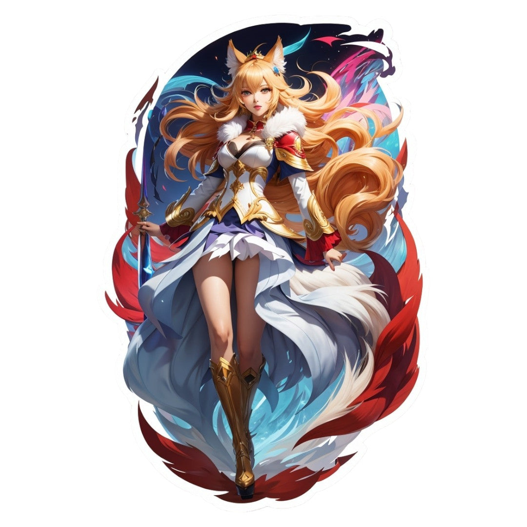 Set 2 bucati, Sticker decorativ, Ahri printesa, Rezistent la apa, NO6692, 16 cm, Multicolor