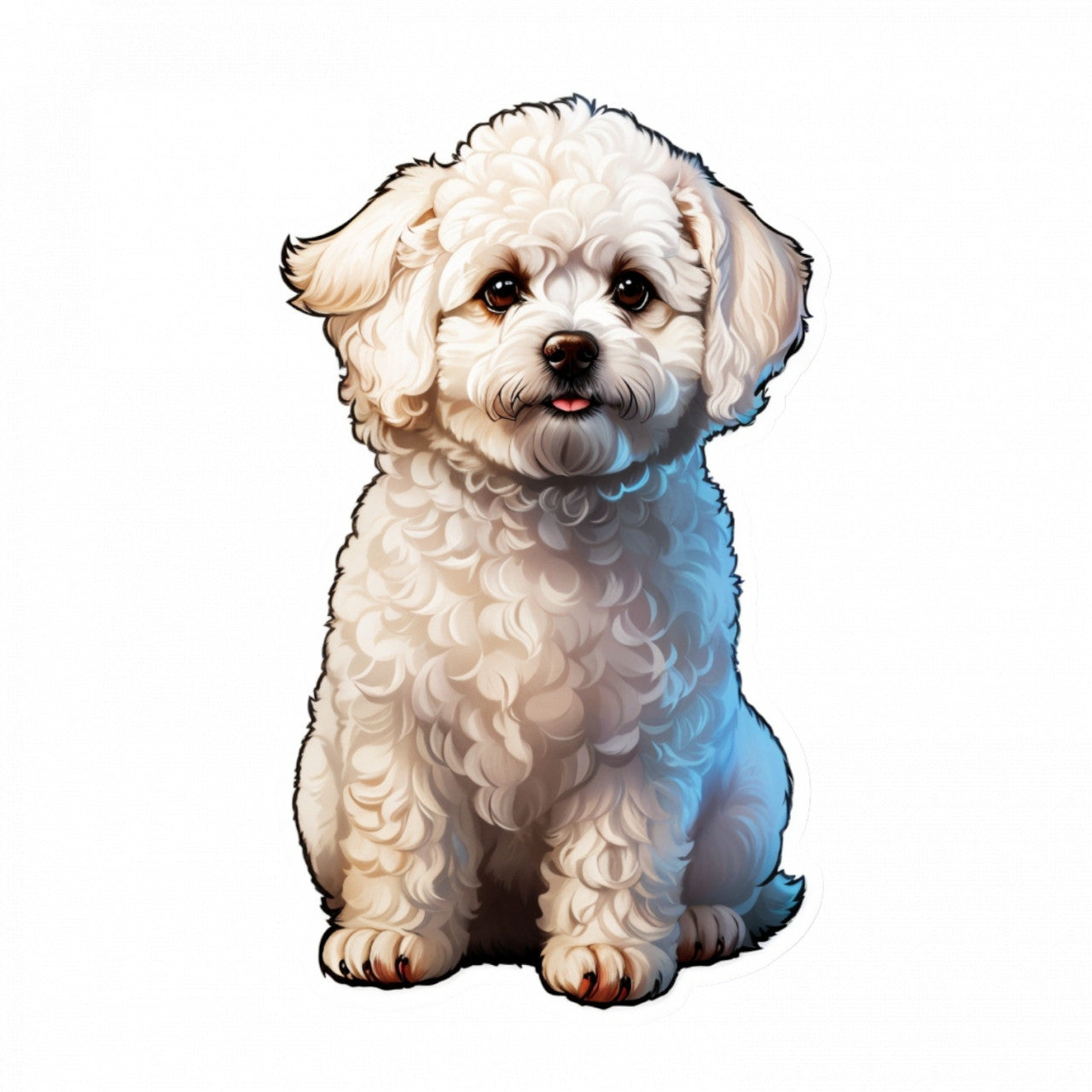 Set 2 bucati, Sticker decorativ, Bichon carliontat, Rezistent la apa, NO4730, 16 cm, Multicolor