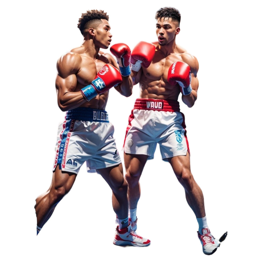 Set 2 bucati, Sticker decorativ, Boxeri in echipament, Rezistent la apa, NO6700, 16 cm, Multicolor