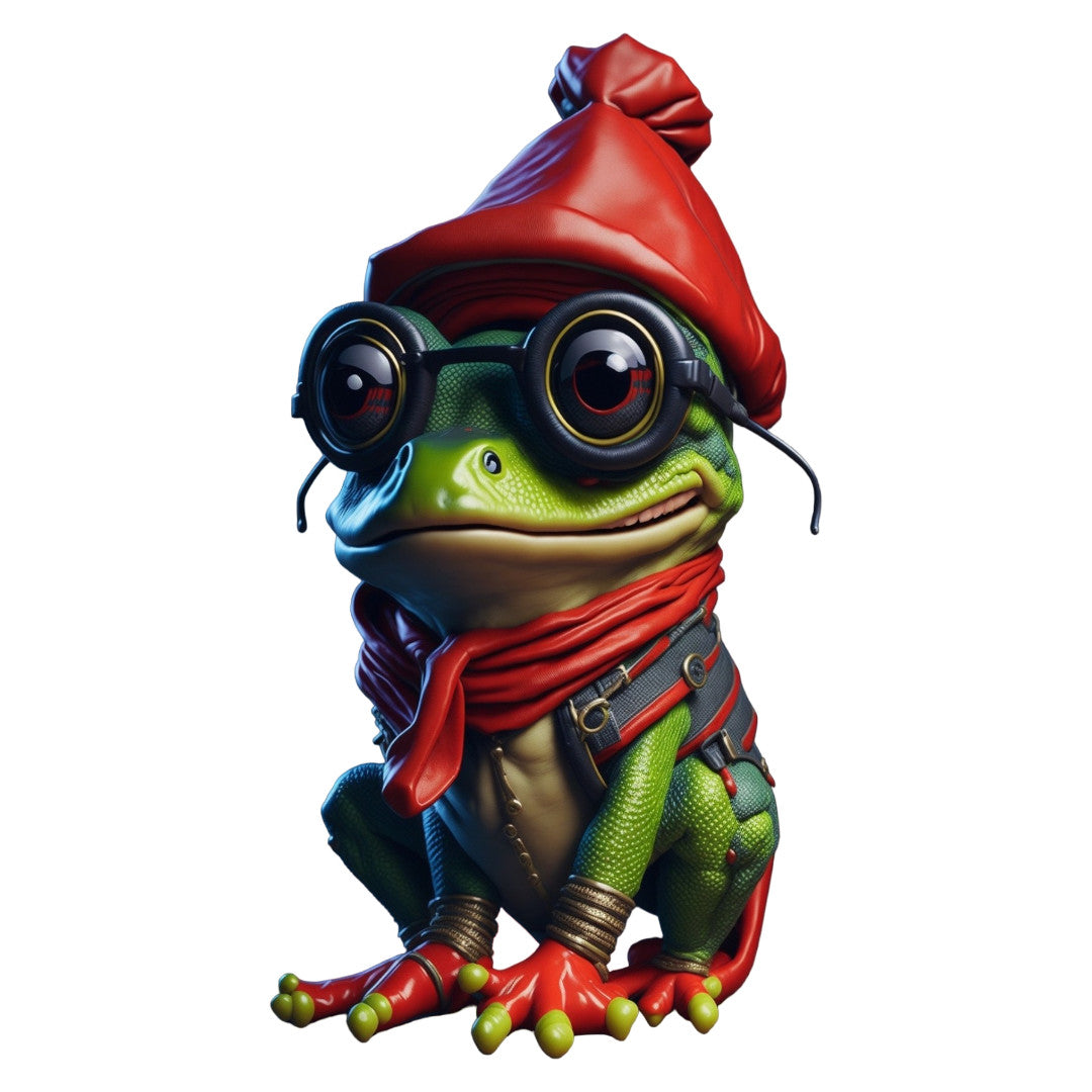 Set 2 bucati, Sticker decorativ, Broasca cu ochelari, Rezistent la apa, NO6153, 16 cm, Multicolor