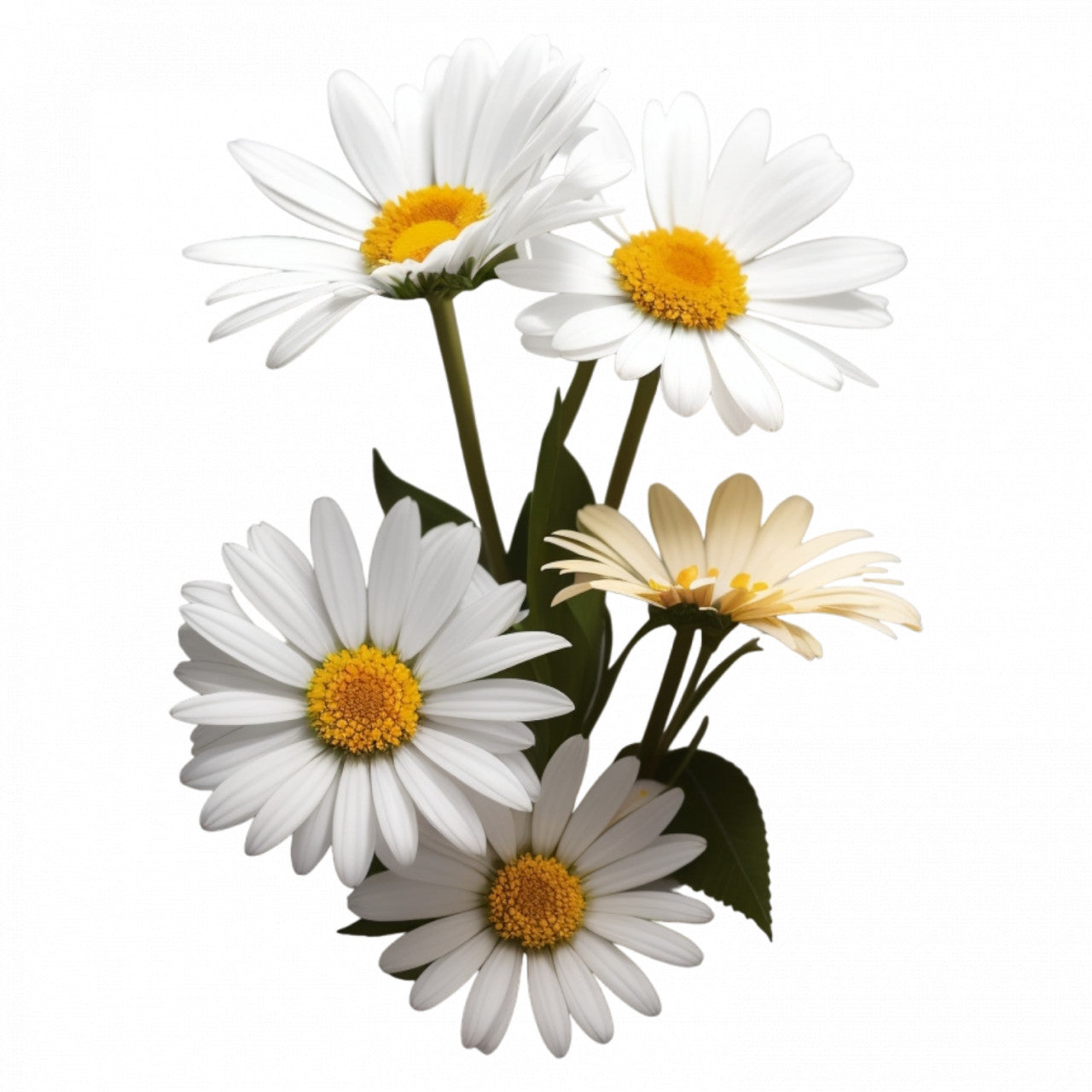 Set 2 bucati, Sticker decorativ, Buchet de Margarete fara frunze, Rezistent la apa, NO5157, 16 cm, Multicolor