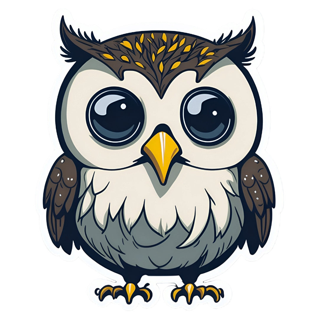 Set 2 bucati, Sticker decorativ, Bufnita Bubu, Rezistent la apa, NO6599, 16 cm, Multicolor