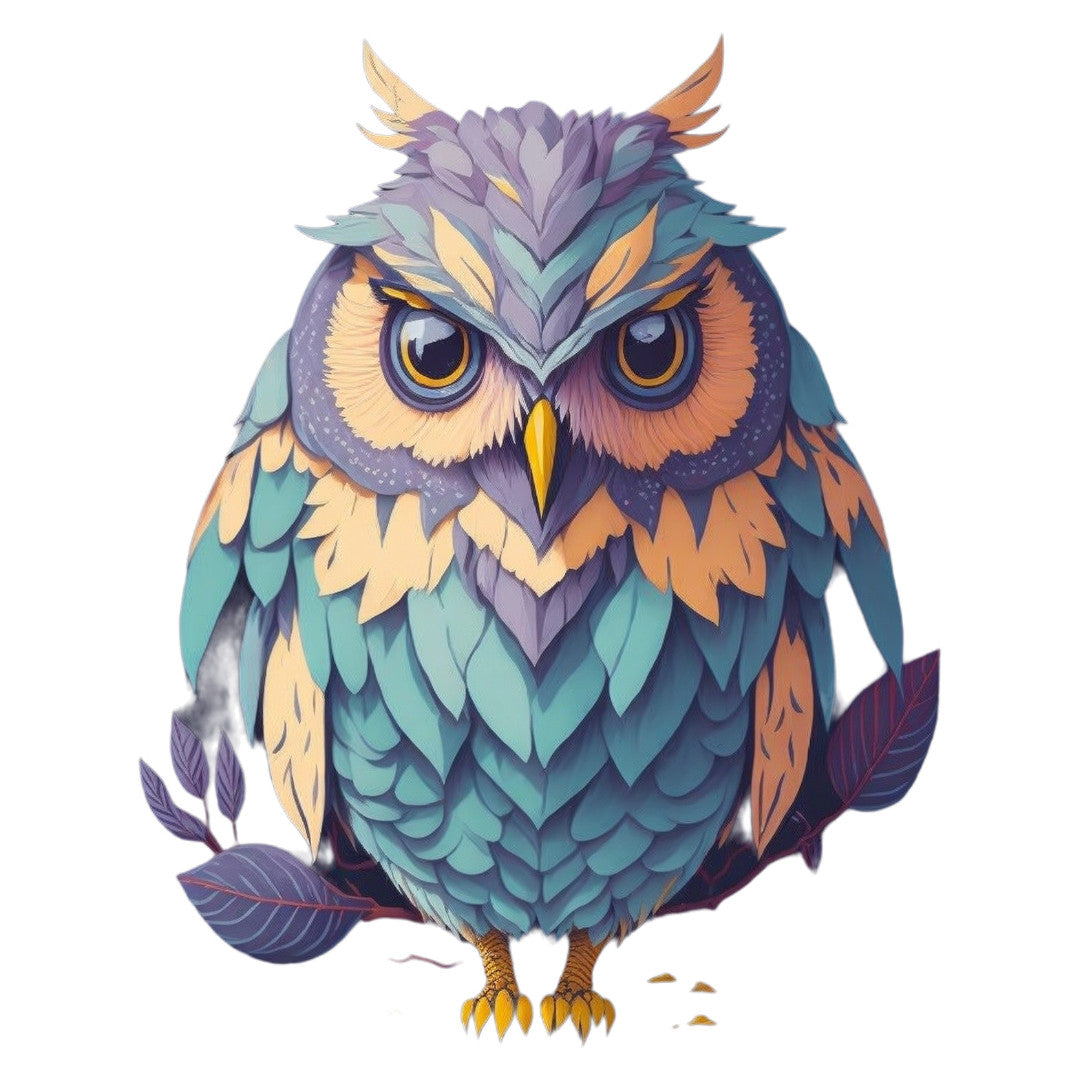 Set 2 bucati, Sticker decorativ, Bufnita incruntata, Rezistent la apa, NO6209, 16 cm, Multicolor