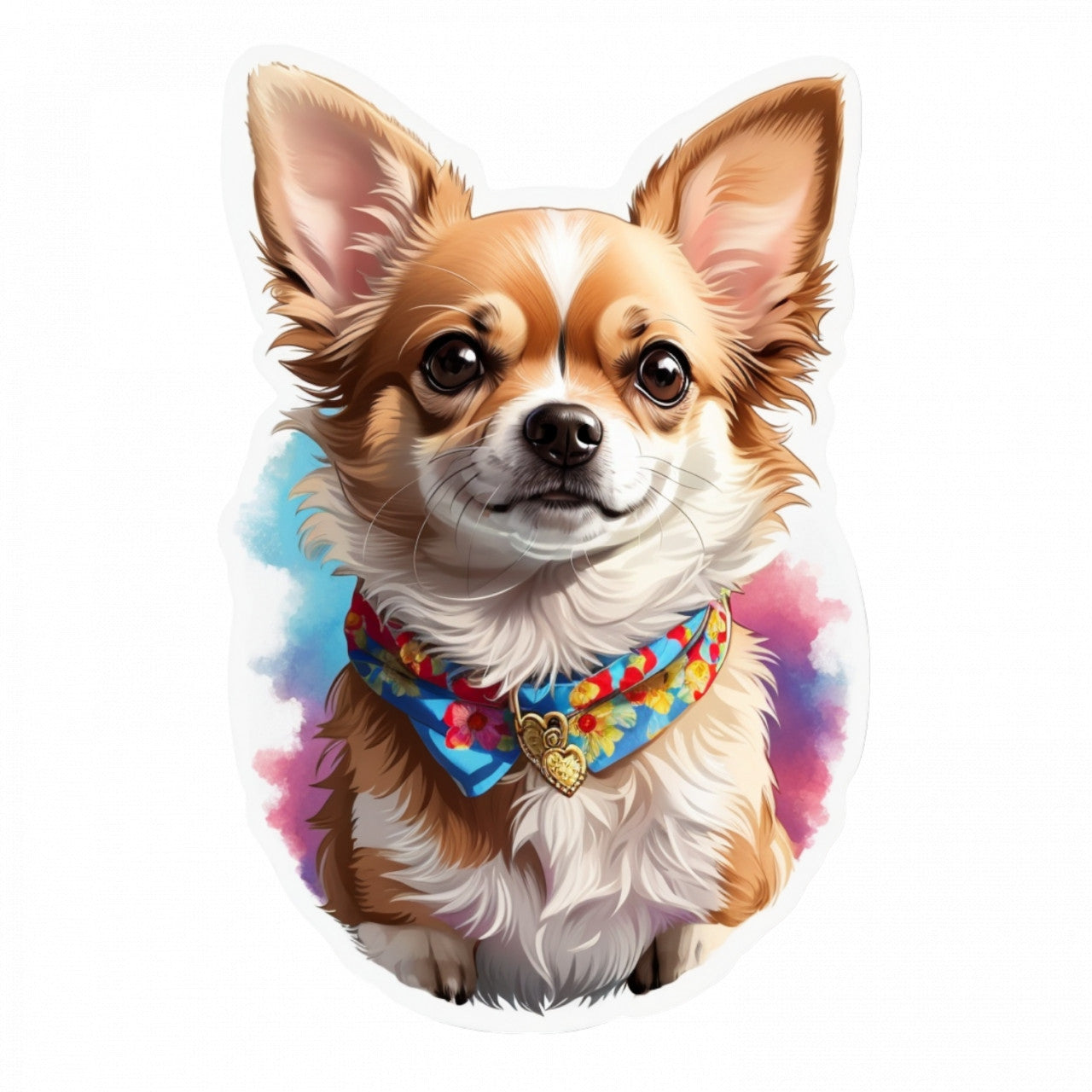 Set 2 bucati, Sticker decorativ, Caine chiuaua cu bandana, Rezistent la apa, NO5073, 16 cm, Multicolor