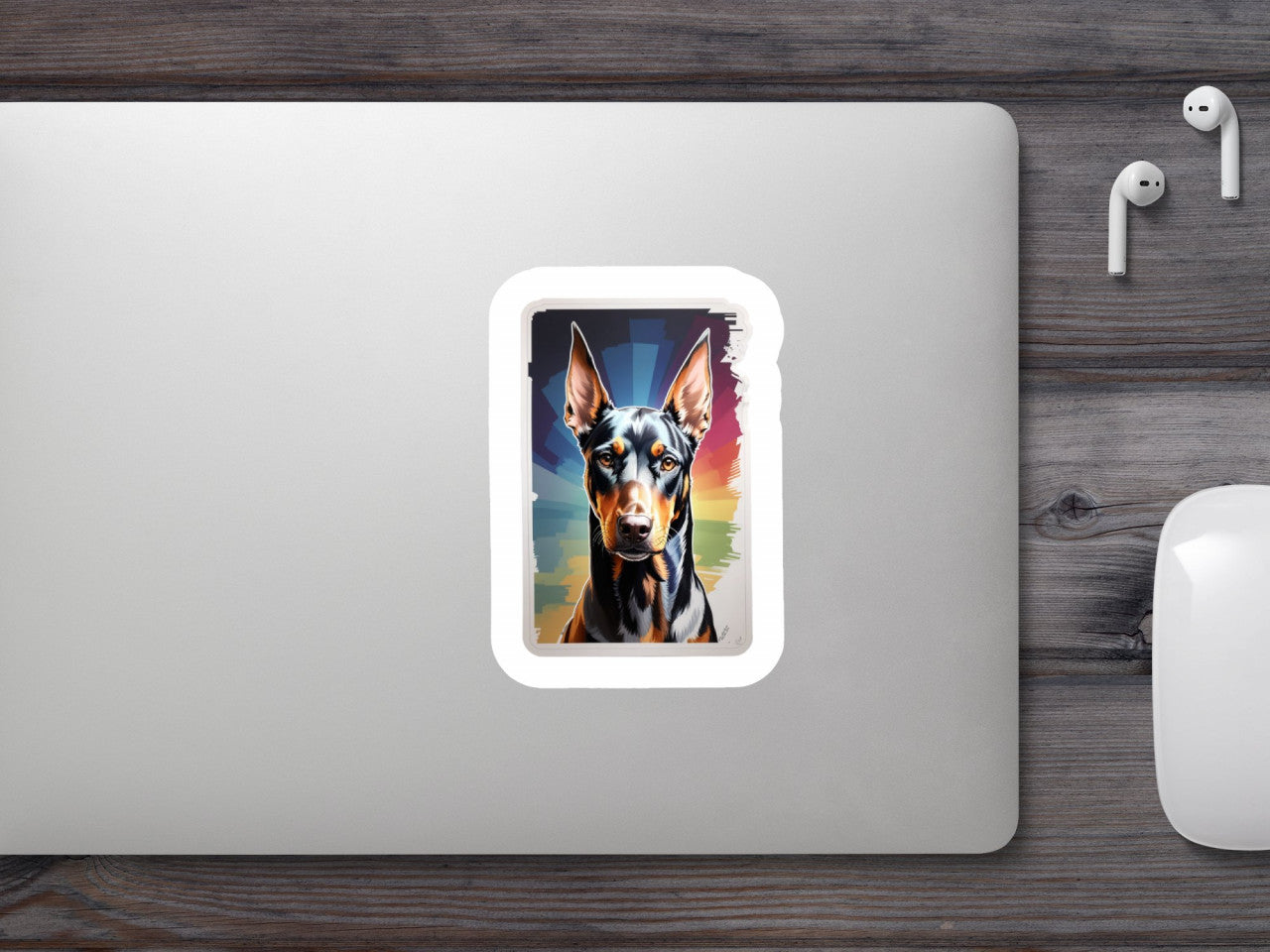 Set 2 bucati, Sticker decorativ, Caine Doberman bust, Rezistent la apa, NO5191, 16 cm, Multicolor