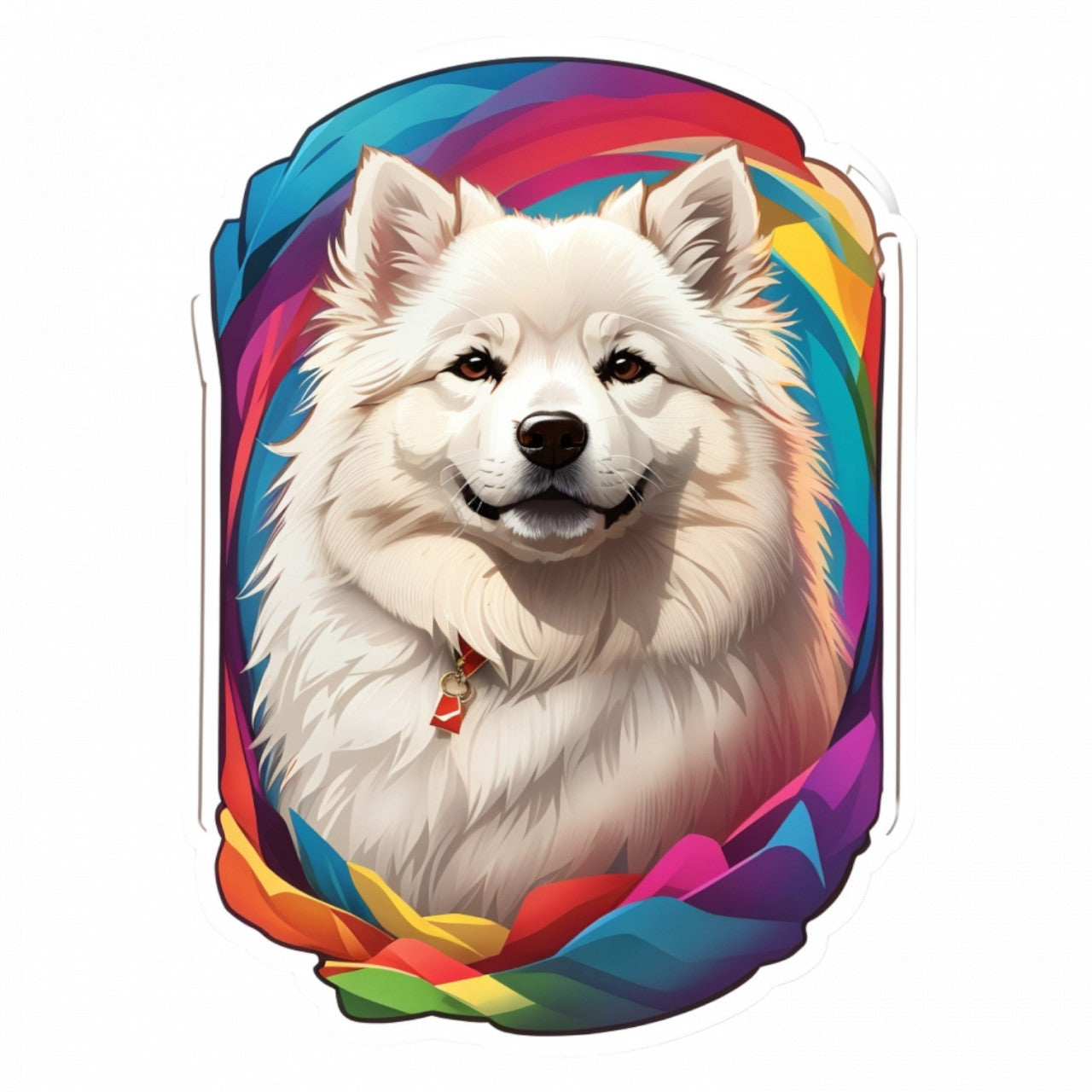 Set 2 bucati, Sticker decorativ, Caine Samoed, Rezistent la apa, NO5870, 16 cm, Multicolor