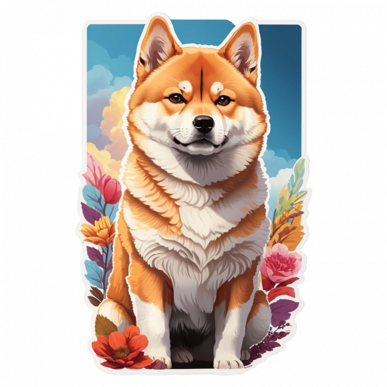 Set 2 bucati, Sticker decorativ, Caine Shiba Imu, Rezistent la apa, NO5912, 16 cm, Multicolor