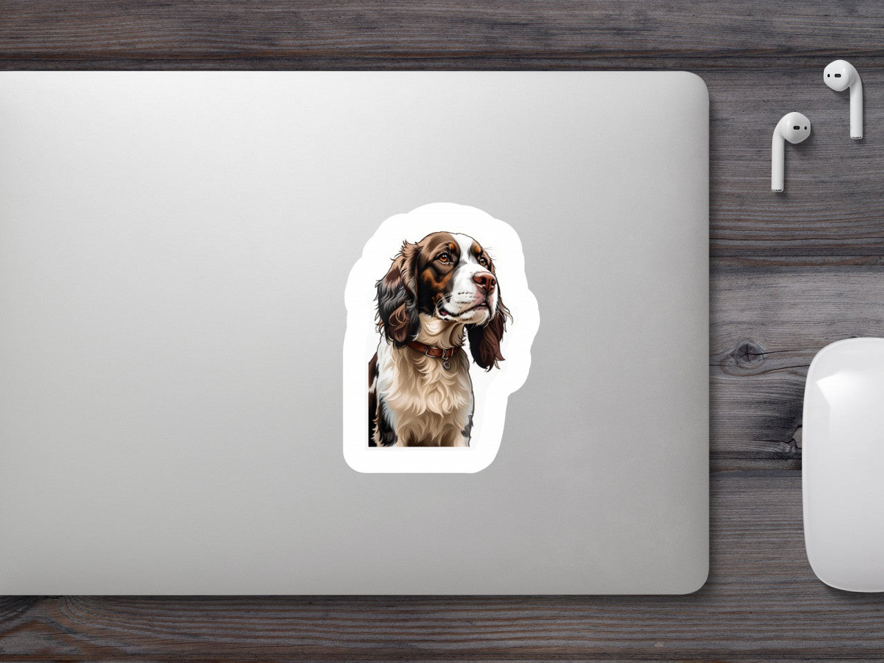 Set 2 bucati, Sticker decorativ, Caine springer spaniel cu zgarda, Rezistent la apa, NO5217, 16 cm, Multicolor