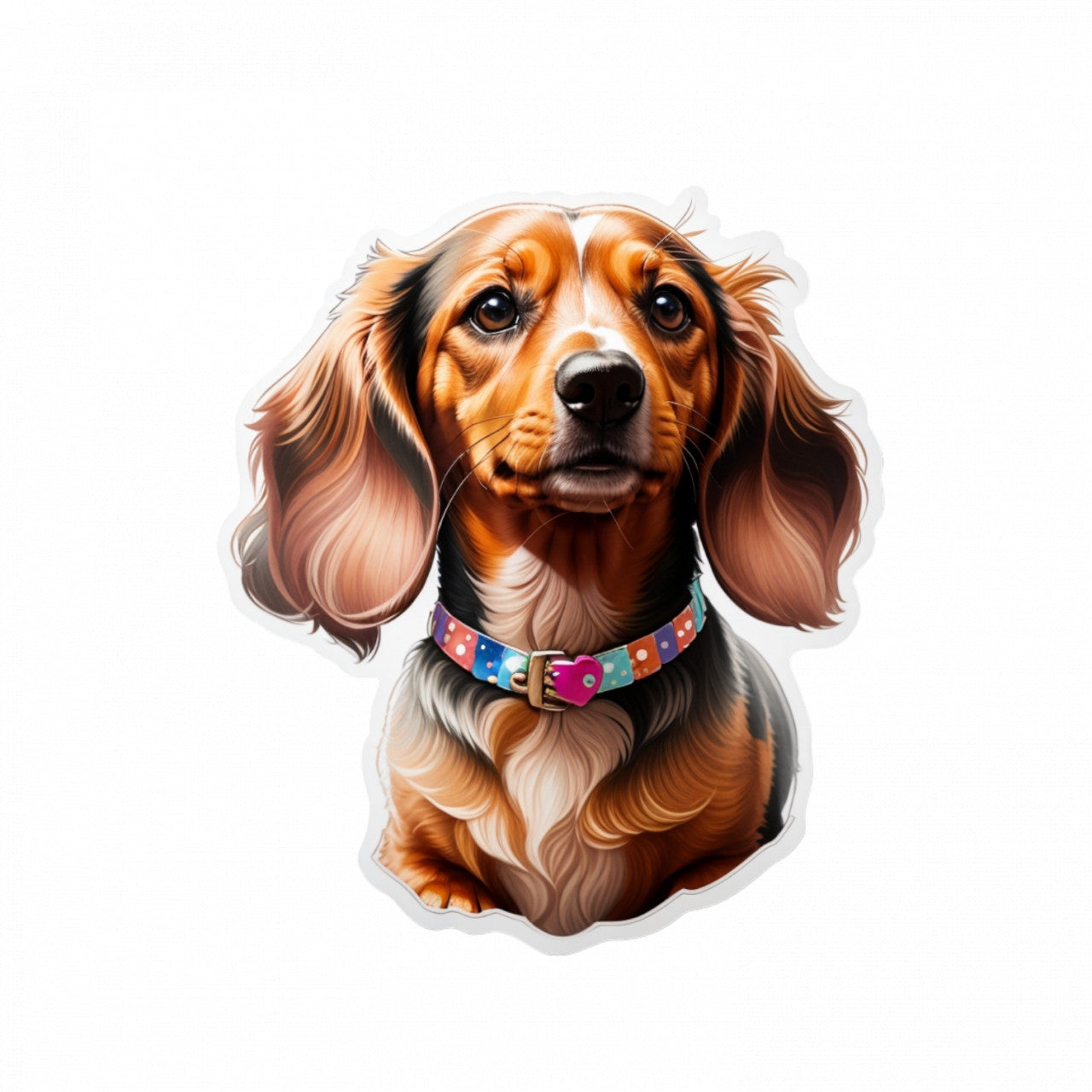 Set 2 bucati, Sticker decorativ, Caine Teckel cu zgarda, Rezistent la apa, NO5143, 16 cm, Multicolor