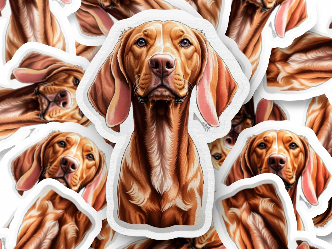 Set 2 bucati, Sticker decorativ, Caine Visla, Rezistent la apa, NO6062, 16 cm, Multicolor