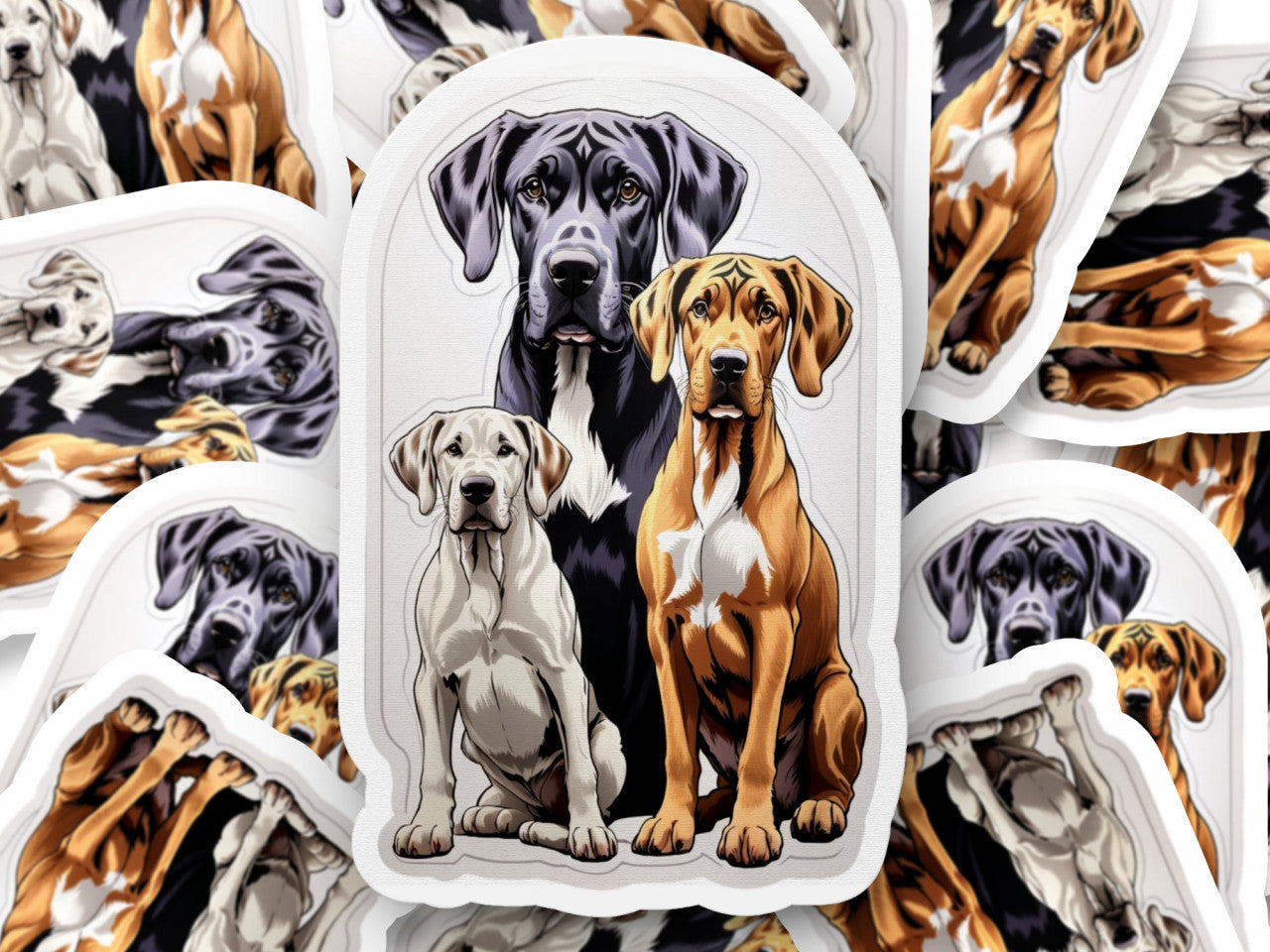 Set 2 bucati, Sticker decorativ, Caini Dog german, Rezistent la apa, NO5351, 16 cm, Multicolor