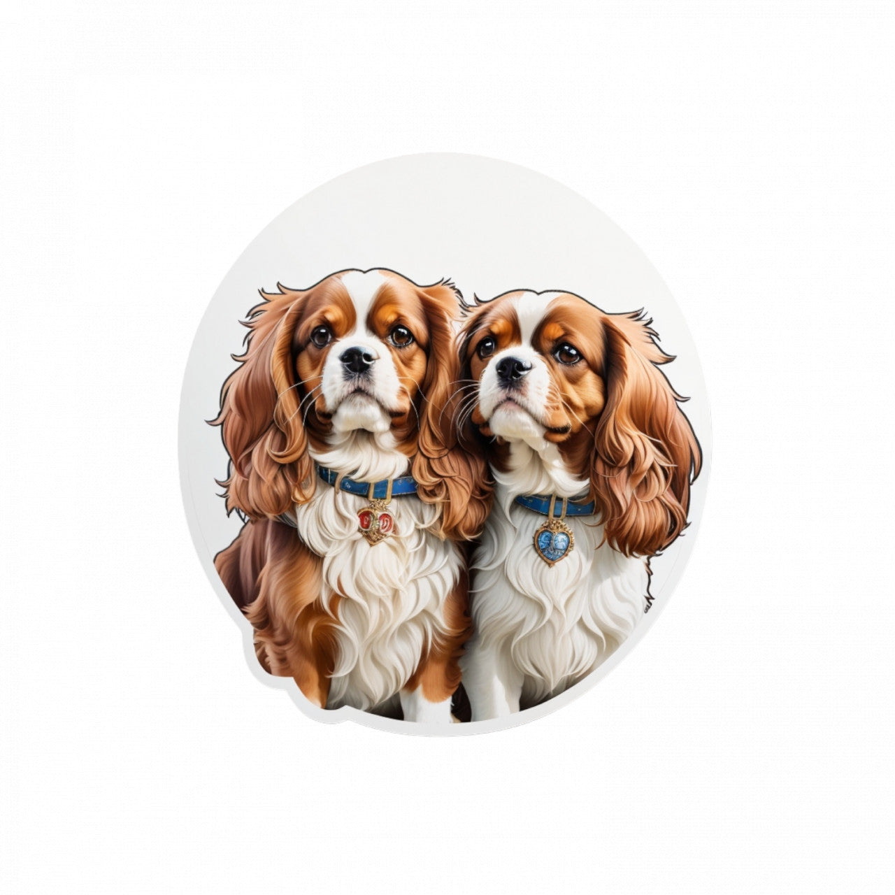 Set 2 bucati, Sticker decorativ, Caini rasa Spaniel cu medalioane, Rezistent la apa, NO5050, 16 cm, Multicolor