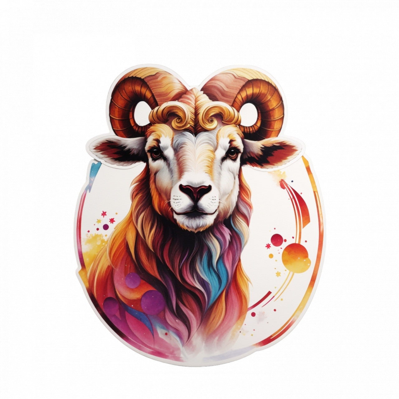 Set 2 bucati, Sticker decorativ, Cap de berbec simbol zodia berbec varianta, Rezistent la apa, NO4851, 16 cm, Multicolor