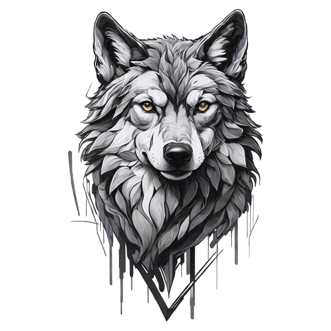 Set 2 bucati, Sticker decorativ, Cap de lup, Rezistent la apa, NO6656, 16 cm, Multicolor