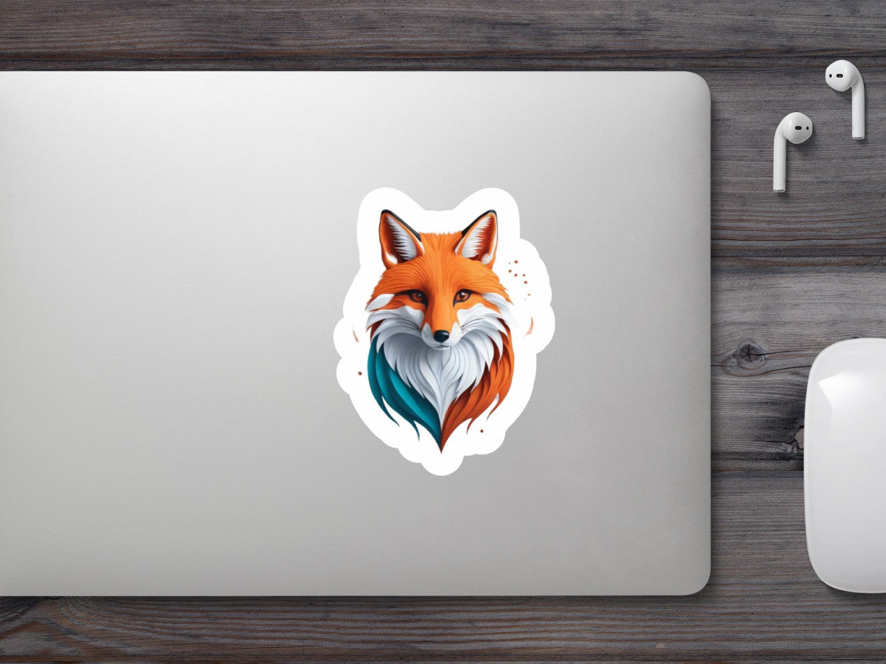 Set 2 bucati, Sticker decorativ, Cap de vulpe, Rezistent la apa, NO7003, 16 cm, Multicolor